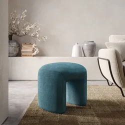 Pouf 47x42 cm in tessuto effetto maglia blu petrolio - Ticus