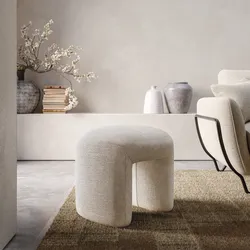 Panca imbottita 47x42 cm in tessuto effetto maglia beige - Ticus