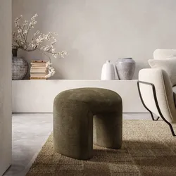 Pouf 47x42 cm in tessuto effetto maglia verde militare - Ticus