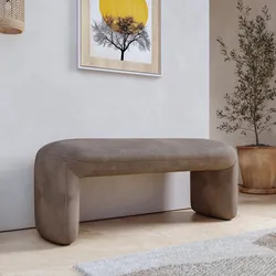 Panca imbottita 110x45 cm in tessuto effetto maglia cacao - Ticus
