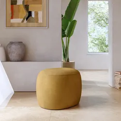 Pouf 54x41 cm in tessuto effetto maglia giallo ocra - Tlamy
