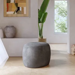 Pouf 54x41 cm in tessuto effetto maglia grigio scuro - Tlamy