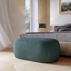 Pouf 100x50 cm in tessuto effetto maglia blu petrolio - Tlamy