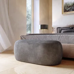 Pouf 100x50 cm in tessuto effetto maglia grigio scuro - Tlamy