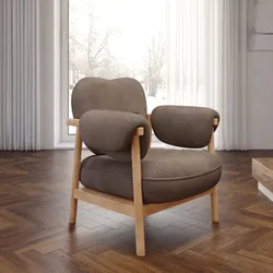 Poltrona in legno con rivestimento in tessuto effetto maglia cacao - Voteo