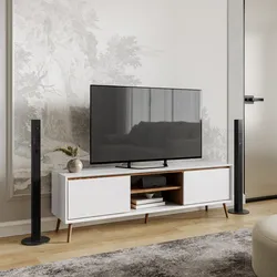 Mobile porta tv 160x50h cm bianco e rovere con 2 ante - Pixie