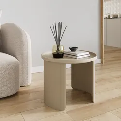 Tavolino rotondo 50 cm in metallo tortora opaco - Betli