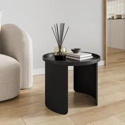 Tavolino rotondo 50 cm in metallo nero opaco - Betli