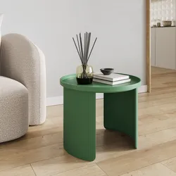 Tavolino rotondo 50 cm in metallo verde oliva opaco - Betli