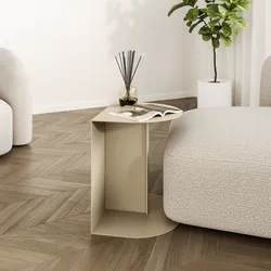 Tavolino da interni 40x35 cm in metallo tortora opaco - Karap