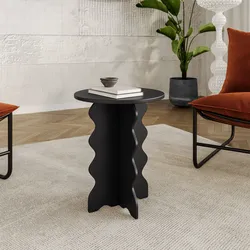 Tavolino rotondo 40 cm design moderno nero opaco - Trima