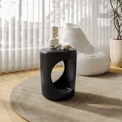 Tavolino rotondo 34 cm in metallo nero opaco - Drorn