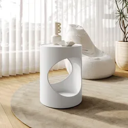 Tavolino rotondo 36 cm in metallo bianco opaco - Disdag