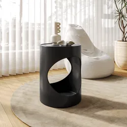 Tavolino rotondo 36 cm in metallo nero opaco - Disdag