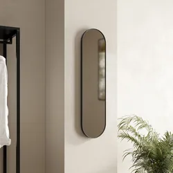 Specchio da parete 20x80h cm con cornice in metallo nero - Adelyo