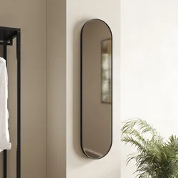 Specchio da parete 25x100h cm con cornice in metallo nero - Adelyo