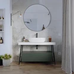 Mobile bagno a terra 120 cm bianco opaco con cassettone verde reseda e specchio - Astol