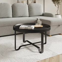 Tavolino rotondo 75 cm in metallo nero - Kormi