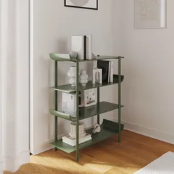 Libreria 100x120h cm in metallo verde lucido con 4 ripiani - Lorfar