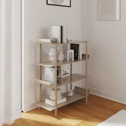 Libreria 100x120h cm in metallo tortora lucido con 4 ripiani - Lorfar