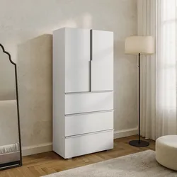 Armadio modulare 76x164h cm bianco opaco con 3 cassetti - Astara
