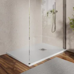 Piatto doccia 70 X 110 cm effetto pietra riducibile bianco - Nalos
