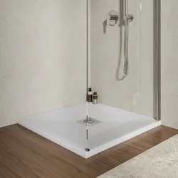 Piatto doccia 70 X 70 cm effetto pietra riducibile bianco - Nalos
