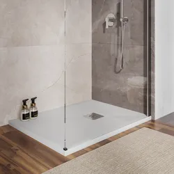 Piatto doccia 70 X 80 cm effetto pietra riducibile bianco - Nalos