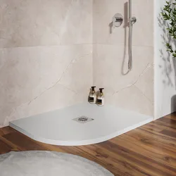 Piatto doccia semicircolare dx 70 X 90 cm effetto pietra riducibile bianco - Nalos