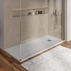 Piatto doccia 80 X 160 cm effetto pietra riducibile bianco - Nalos