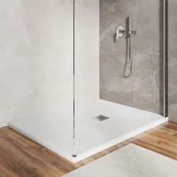 Piatto doccia 90 X 120 cm effetto pietra riducibile bianco - Nalos