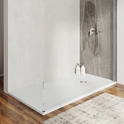 Piatto doccia 90 X 180 cm effetto pietra riducibile bianco - Nalos