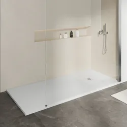 Piatto doccia 90 X 200 cm effetto pietra riducibile bianco - Nalos