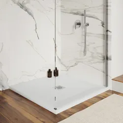 Piatto doccia 90 X 90 cm effetto pietra riducibile bianco - Nalos