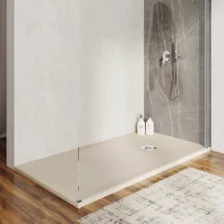 Piatto doccia 100 X 180 cm effetto pietra riducibile sabbia - Nalos