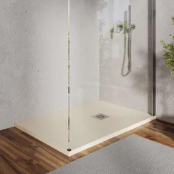 Piatto doccia 80 x 100 cm effetto pietra riducibile sabbia - Nalos