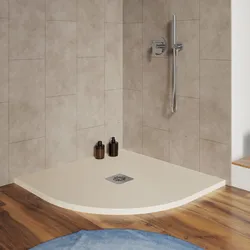 Piatto doccia semicircolare 80 X 80 cm effetto pietra riducibile sabbia - Nalos