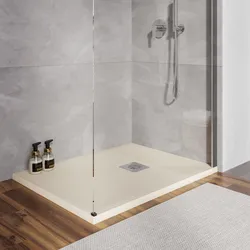 Piatto doccia 80 X 90 cm effetto pietra riducibile sabbia - Nalos