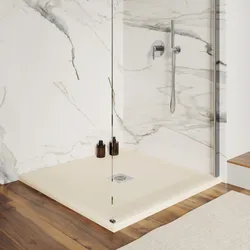 Piatto doccia 90 X 90 cm effetto pietra riducibile sabbia - Nalos