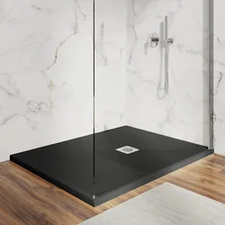 Piatto doccia 100 X 120 cm effetto pietra riducibile nero - Nalos