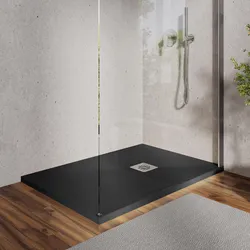 Piatto doccia 70 X 110 cm effetto pietra riducibile nero - Nalos