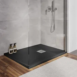 Piatto doccia 70 X 80 cm effetto pietra riducibile nero - Nalos