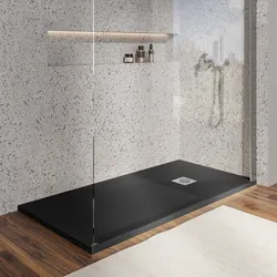 Piatto doccia 80 X 150 cm effetto pietra riducibile nero - Nalos
