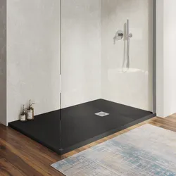 Piatto doccia 90 X 130 cm effetto pietra riducibile nero - Nalos