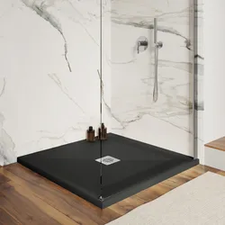 Piatto doccia 90 X 90 cm effetto pietra riducibile nero - Nalos