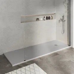 Piatto doccia 70 X 190 cm effetto pietra riducibile grigio - Nalos