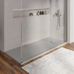 Piatto doccia 80 X 160 cm effetto pietra riducibile grigio - Nalos