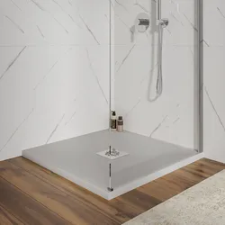 Piatto doccia 80 X 80 cm effetto pietra riducibile grigio - Nalos