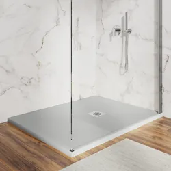Piatto doccia 90 X 110 cm effetto pietra riducibile grigio - Nalos