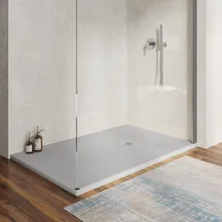 Piatto doccia 90 X 130 cm effetto pietra riducibile grigio - Nalos